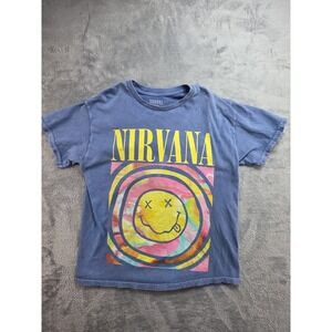 Nirvana Graphic Print Blue T-shirt Size M Short Sleeve